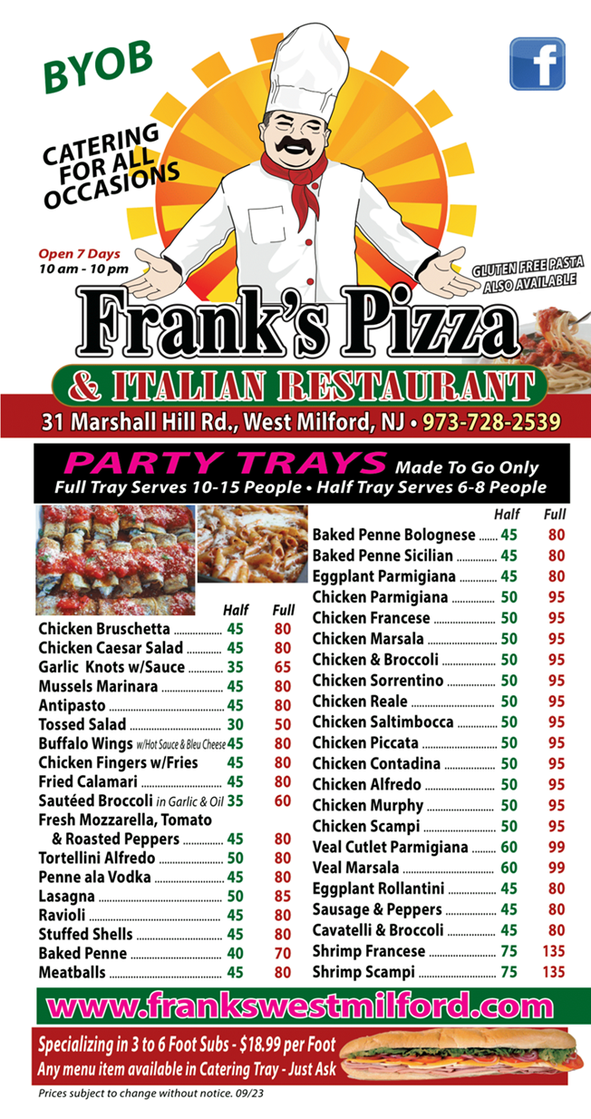 franks west milford catering